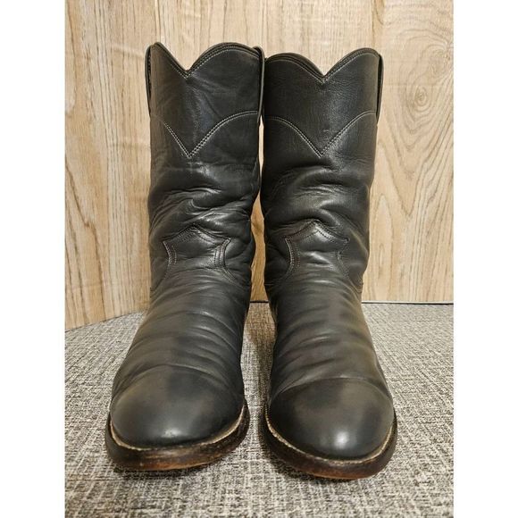 Justin Gray Roper Western Cowboy Boots Mens Size 7.5E Leather 3025 Pull-On - Picture 2 of 7